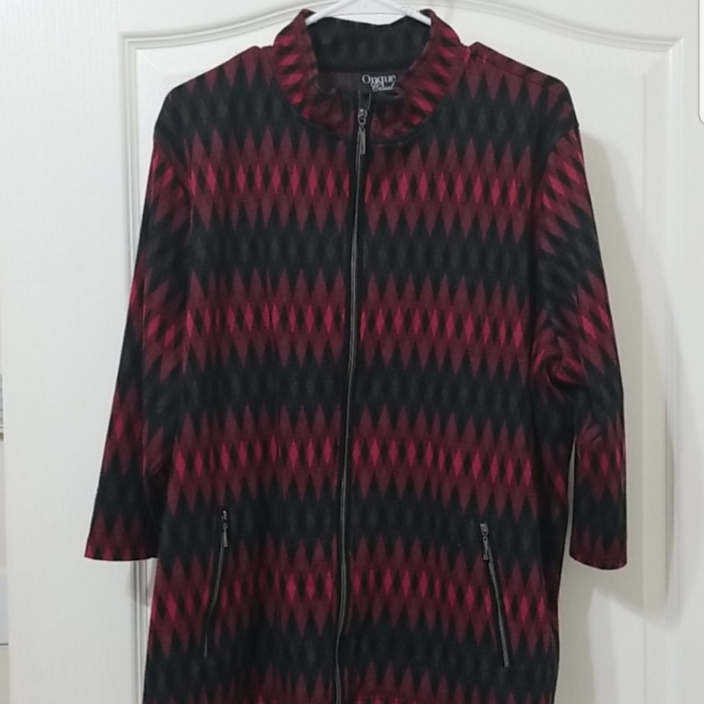 Oncue Casual 3/4 Sleeve Zip Up Jacket Size 2X